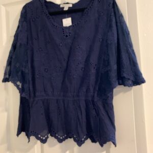 Cato Blue Flutter Sleeve Peplum Top